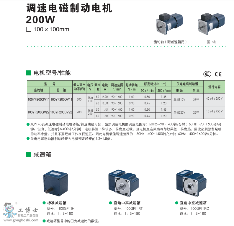 200W調速電磁制動電機